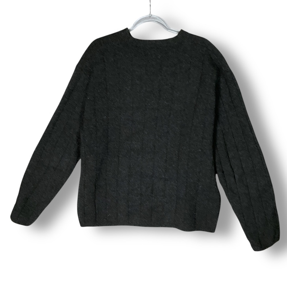 J. Crew Men’s Lambswool Sweater Sz XL Cable Knit V Neck Charcoal Gray - Picture 6 of 10